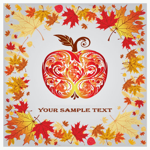 Fall leaves vector background 03