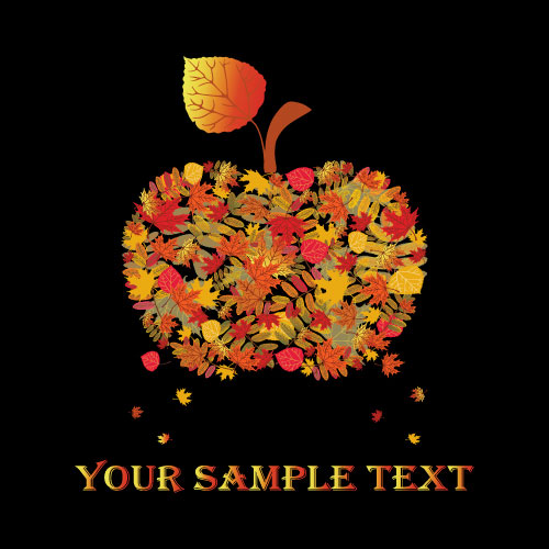 Fall leaves vector background 04