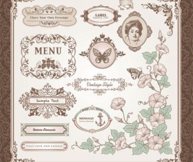 Vintage Pattern labels vector set 01