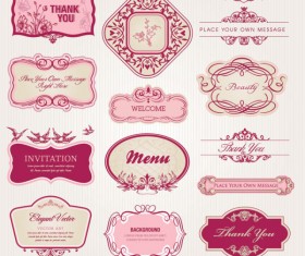 Vintage Pattern labels vector set 02