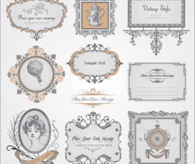 Vintage Pattern labels vector set 03