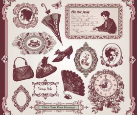 Vintage Pattern labels vector set 04