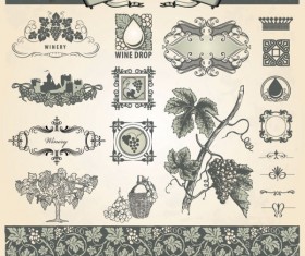 Vintage Pattern labels vector set 05