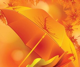 Maple Leaves and Umbrella vector background 01