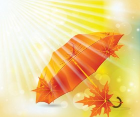 Maple Leaves and Umbrella vector background 02