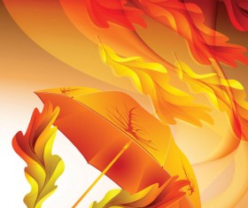 Maple Leaves and Umbrella vector background 03