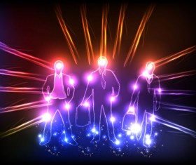 Ornate neon light elements vector background 03