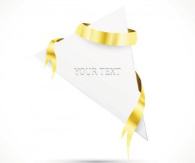 Gold ribbon Invitation card vector 02