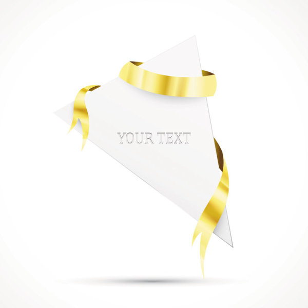 Gold ribbon Invitation card vector 02