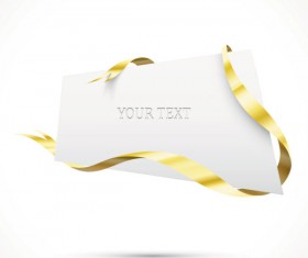 Gold ribbon Invitation card vector 03