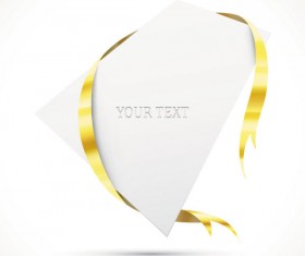 Gold ribbon Invitation card vector 04