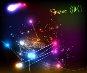 Ornate neon light elements vector background 01