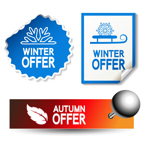 Autumn and winter offer labels stickers vector 02