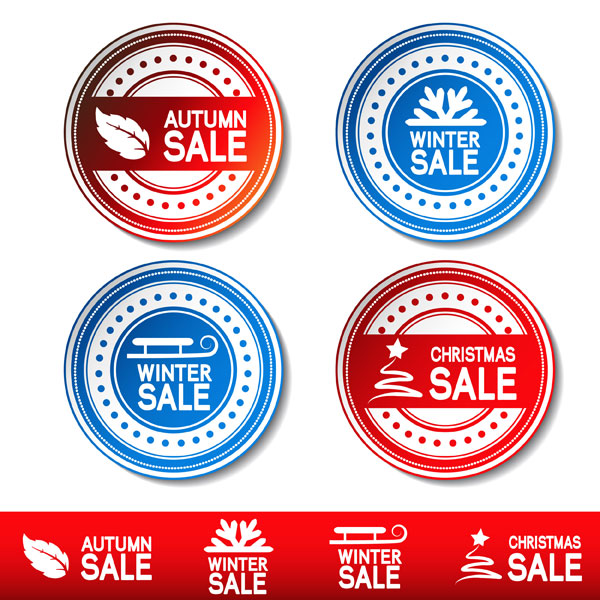 Autumn and winter offer labels stickers vector 04