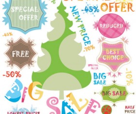 Christmas elements labels vector set 03