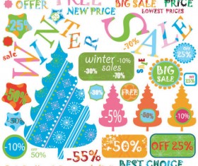 Christmas elements labels vector set 04