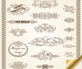 Vintage Decorative pattern Borders elements vector 02