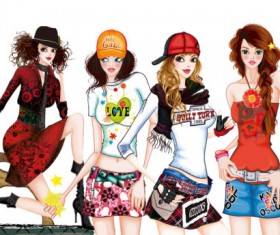 Set of Stylish Female png Illustration