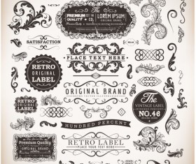 Vintage labels and Borders vector 01