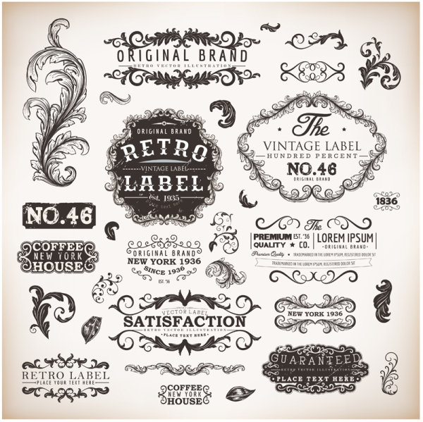 Vintage labels and Borders vector 02