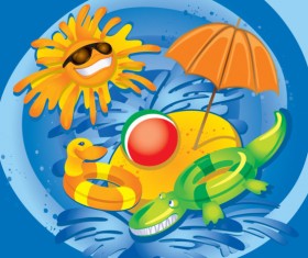 cartoon Summer elements vector 02