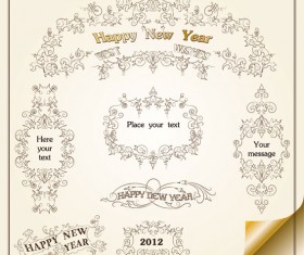 Vintage Decorative pattern Borders elements vector 05