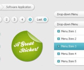 Set of Drop-down bar and Button web elements psd
