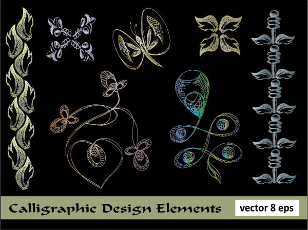 Elements of Floral Borders vector 01