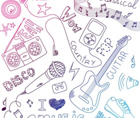 Hand painted music elements vector