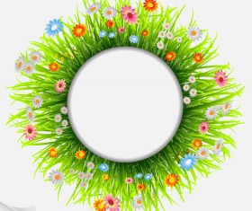 Grass and Flowers Decoration elements vector 01