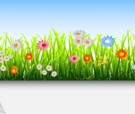 Grass and Flowers Decoration elements vector 03