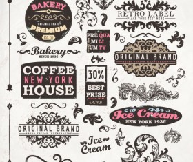 Vintage elements labels and Borders vector 02
