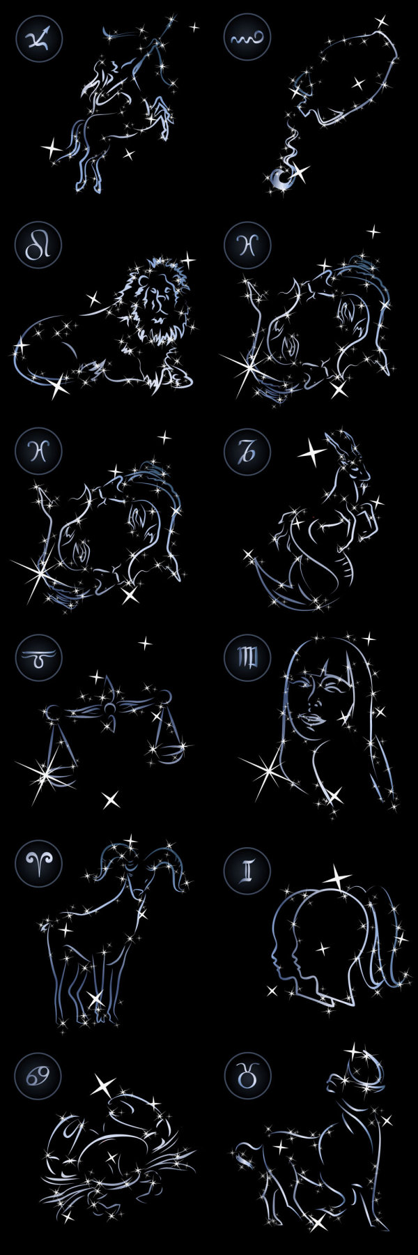 Elements of 12 constellations vector