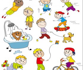 cartoon child elements Illustration vector 01