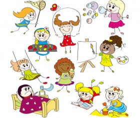 cartoon child elements Illustration vector 02