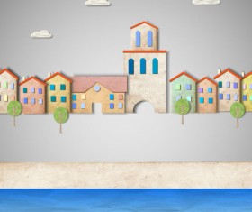 Set of Puzzle House vector background 01