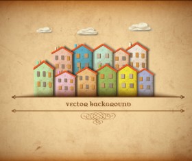 Set of Puzzle House vector background 02