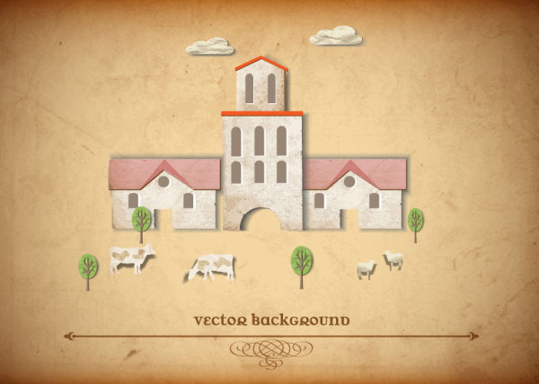 Set of Puzzle House vector background 03
