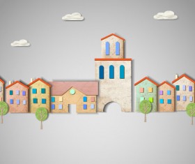 Set of Puzzle House vector background 04