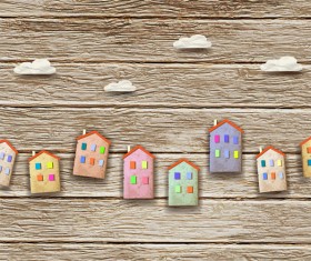 Set of Puzzle House vector background 05