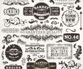 Vintage elements labels and Borders vector 03