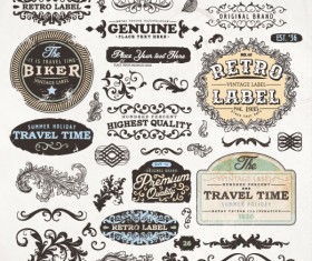 Vintage elements labels and Borders vector 04