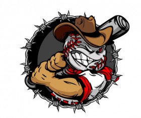 funny cartoon Baseball player vector 02