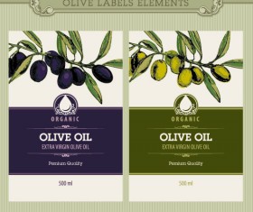 Set of olive oil label Stickers vector 01
