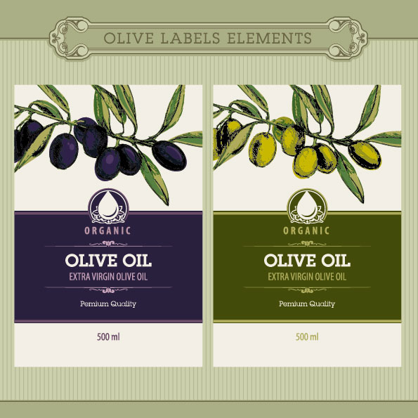 Set of olive oil label Stickers vector 01