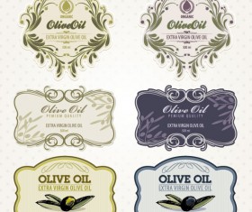 Set of olive oil label Stickers vector 02