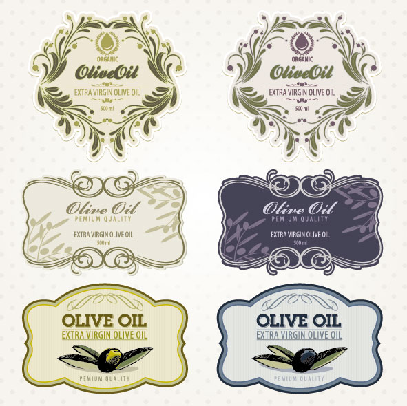 Set of olive oil label Stickers vector 02