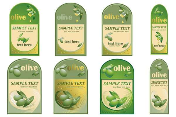 Set of olive oil label Stickers vector 03