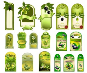 Set of olive oil label Stickers vector 04