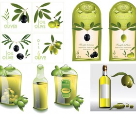 Set of olive oil label Stickers vector 05